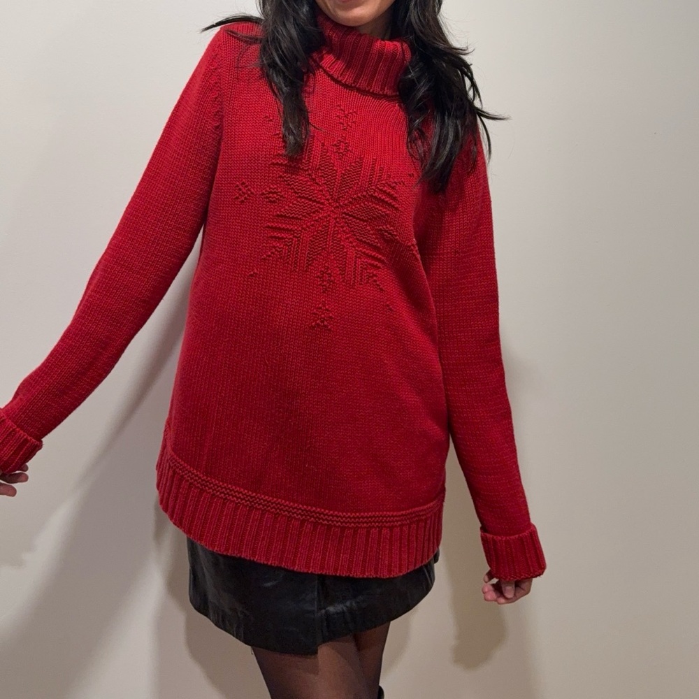 Ralph Lauren | Red Snowflake Turtleneck Sweater